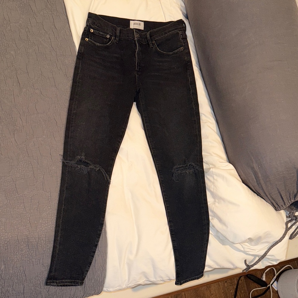 Agolde Black Ripped Skinny Jeans